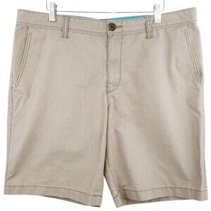 Original Penguin 9" Inseam Chino Shorts Geometric Print Men's Size 36 Tan Preppy